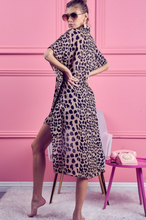 Load image into Gallery viewer, Drop Shoulder Leopard Shirt Dress
