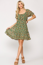 Load image into Gallery viewer, Ditsy Floral Print Front Tie Dress
