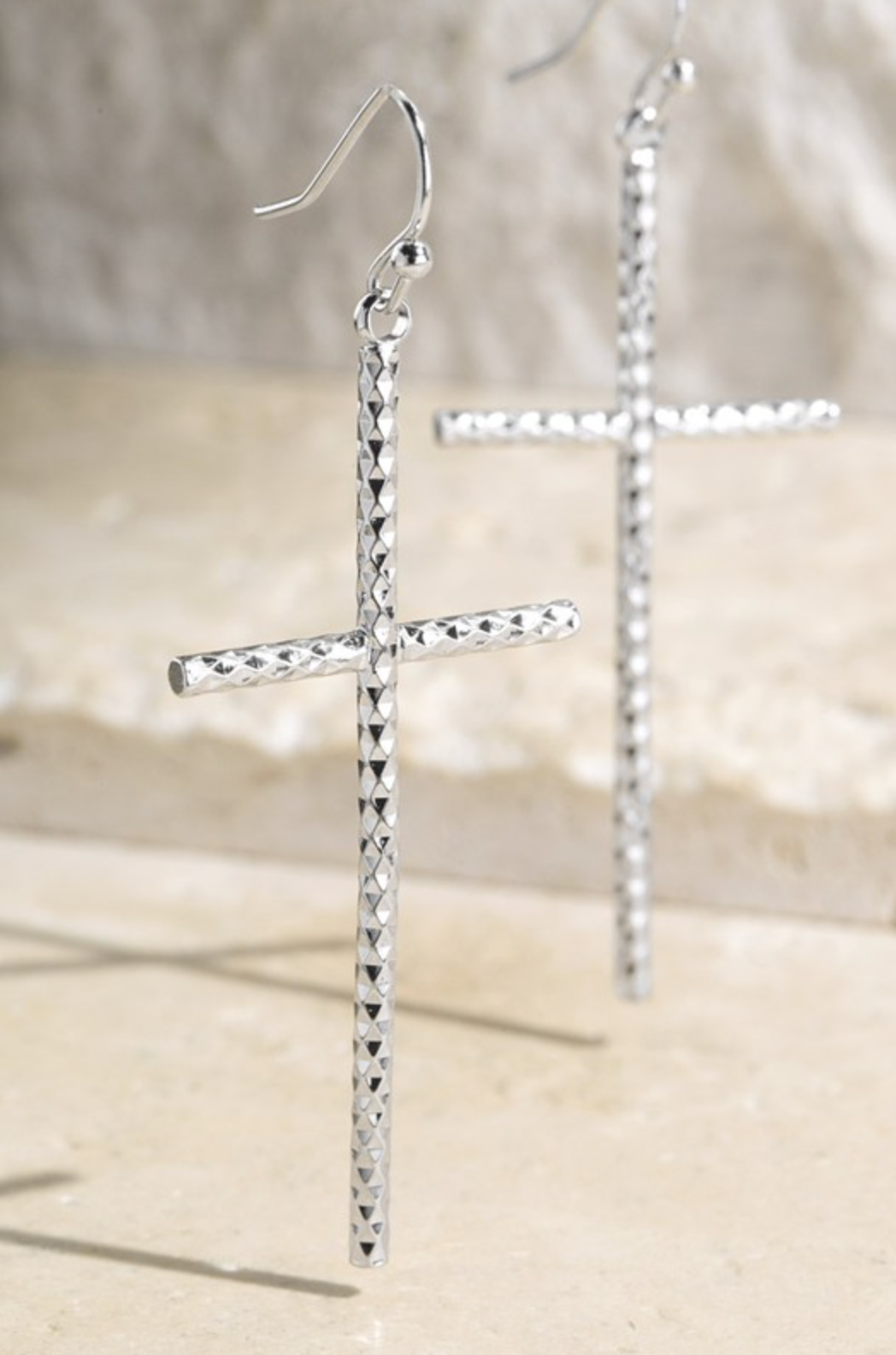 Luminous Brass Cross Earrings