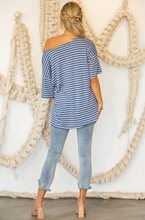 Load image into Gallery viewer, Soft and Drapery Stripe Short Sleeve Top
