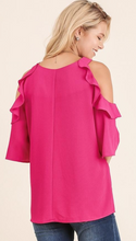 Load image into Gallery viewer, Cold Shoulder Blouse with Ruffle Details
