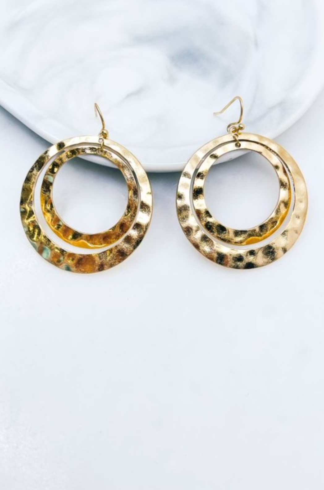 Hammered Worn Plated Round Earrings