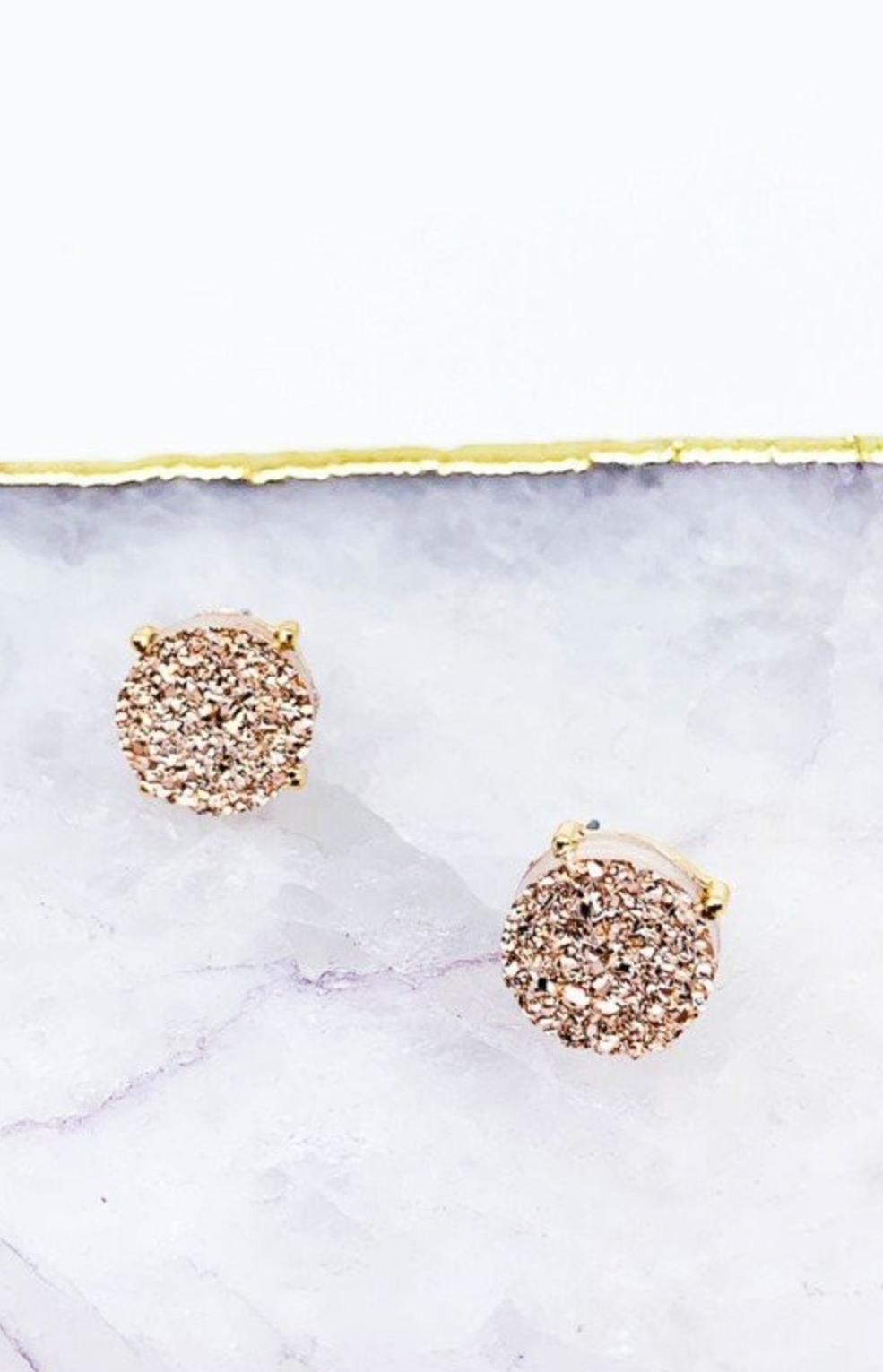 Round Druzy Post Earrings