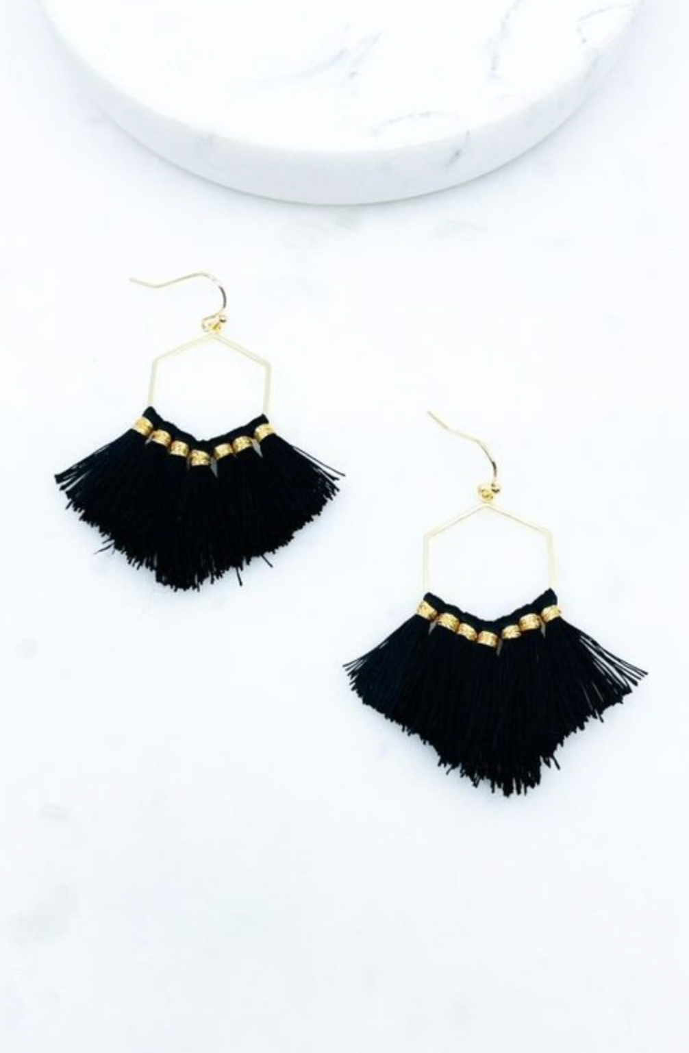 Hexagon Tassel Earrings