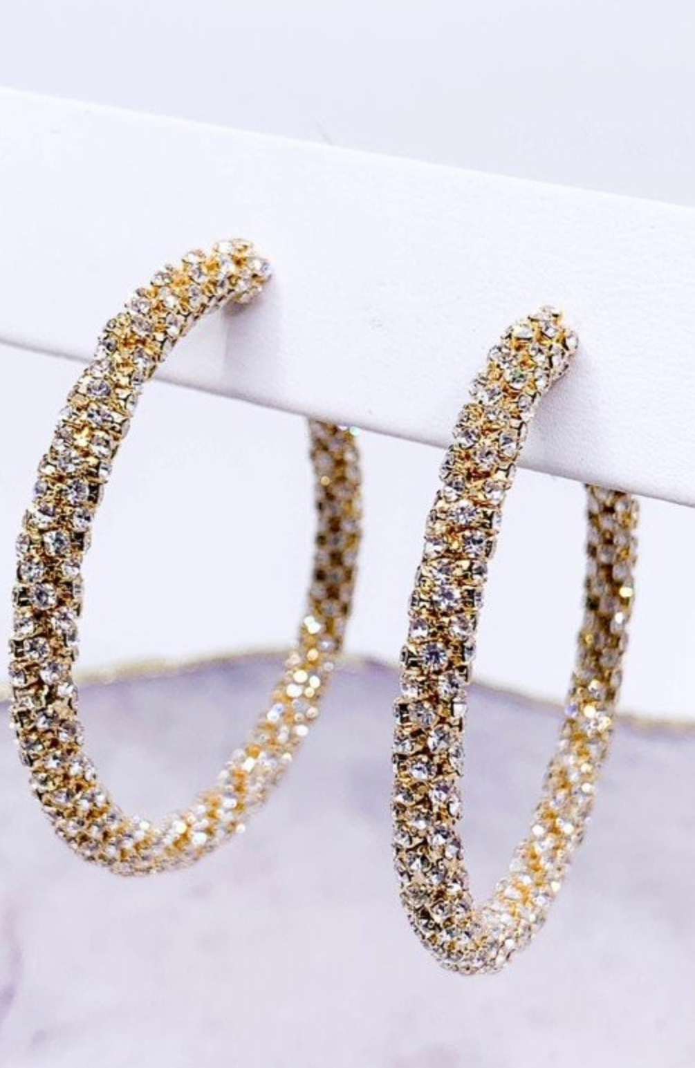 Rhinestone Tube Hoop Earrings