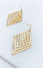 Load image into Gallery viewer, Cutout Diamond Shaped Chevron Drop Earrings
