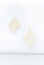 Load image into Gallery viewer, Cutout Diamond Shaped Chevron Drop Earrings
