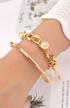 Load image into Gallery viewer, Chunky Chain Bracelet and Bamboo Bangle Set
