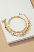 Load image into Gallery viewer, Chunky Chain Bracelet and Bamboo Bangle Set
