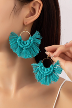 Cargar imagen en el visor de la galería, Statement Hand Braided Tassel Hoop Earrings
