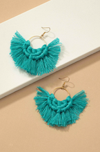 Cargar imagen en el visor de la galería, Statement Hand Braided Tassel Hoop Earrings
