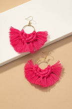 Cargar imagen en el visor de la galería, Statement Hand Braided Tassel Hoop Earrings
